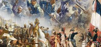 Mosaïque de personnages et illustrations figurant les grands faits de l'Histoire.