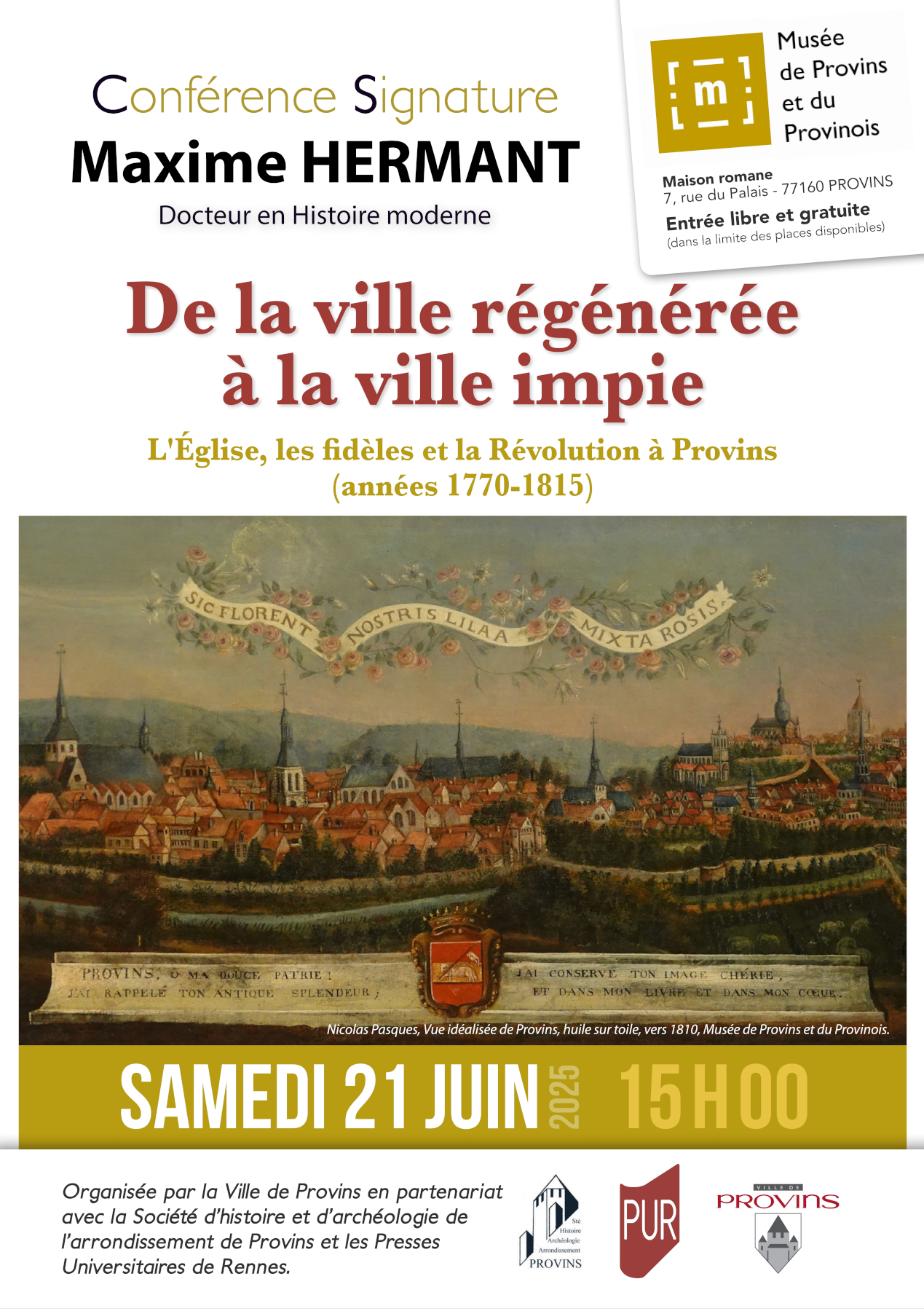 Affiche conférence Hermant Provins ville Impie